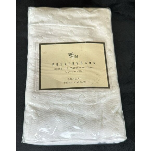 Pottery Barn Polka Dot Matelasse Sham - Standard White - New NIP - Picture 2 of 6
